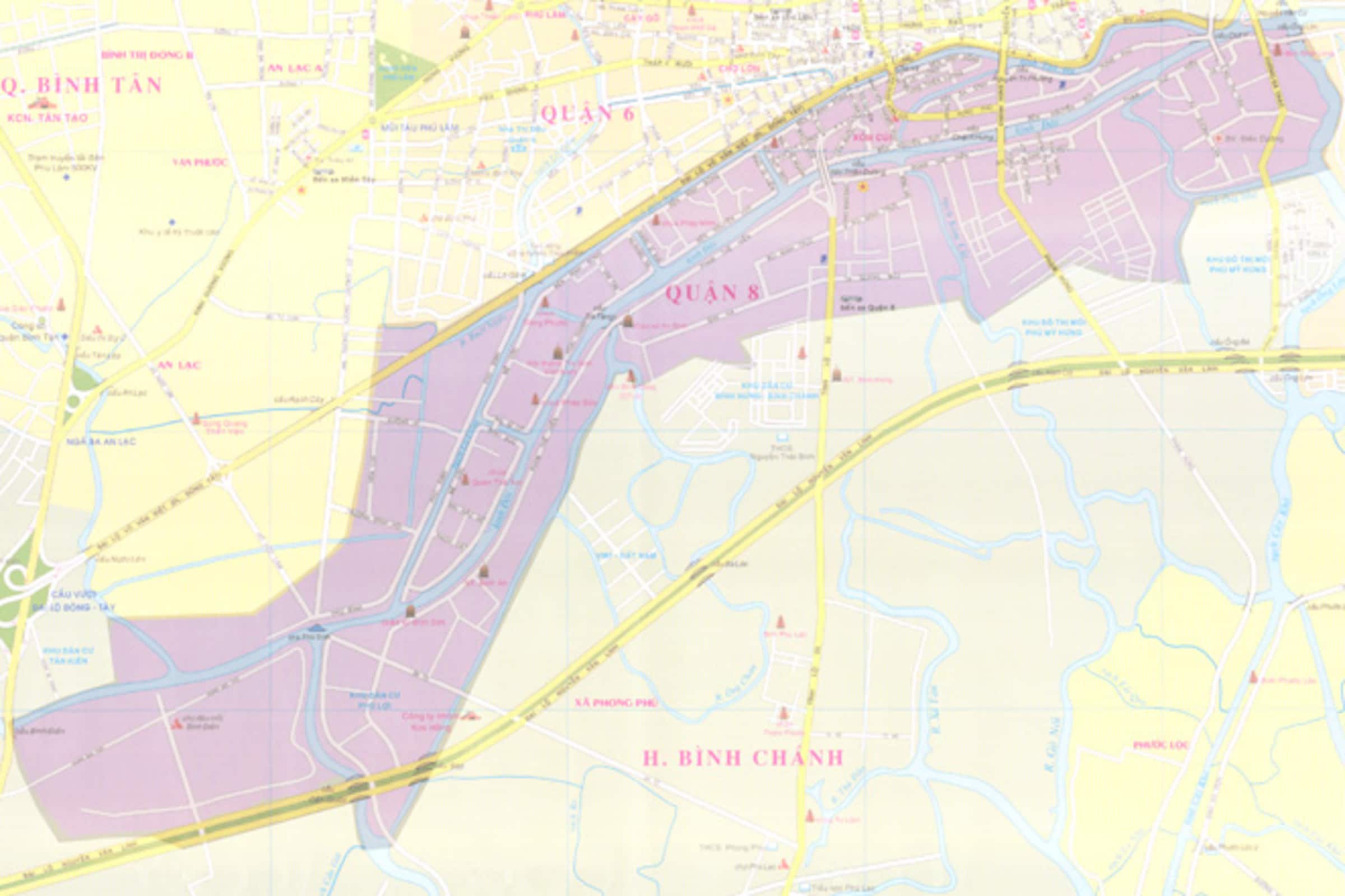 Update bản đồ hành chính quận 8 tại Tphcm khổ lớn 2