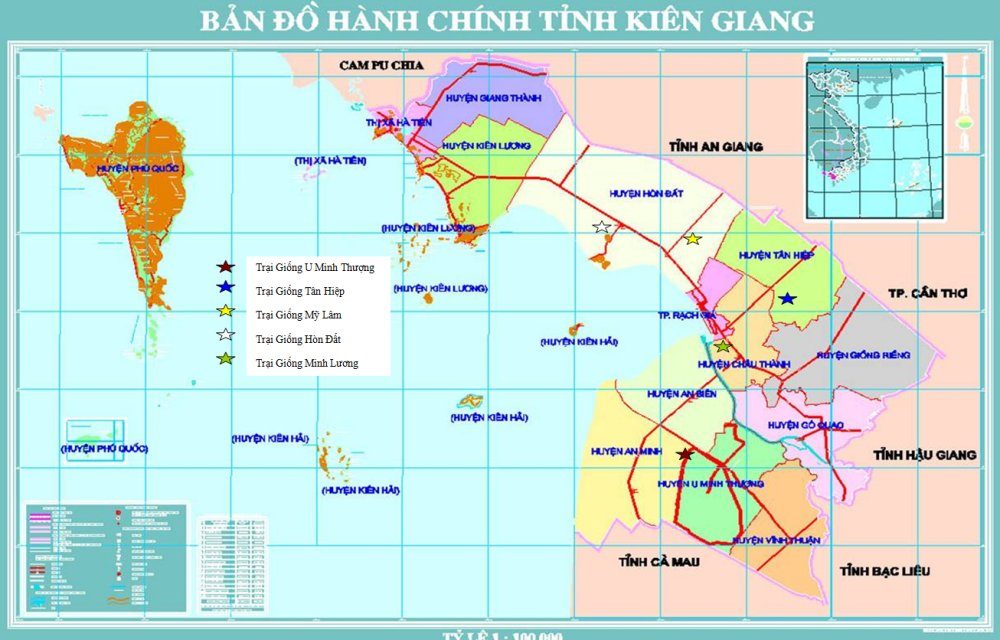 [Update] Bản đồ hành chính tỉnh Kiên Giang khổ lớn 45