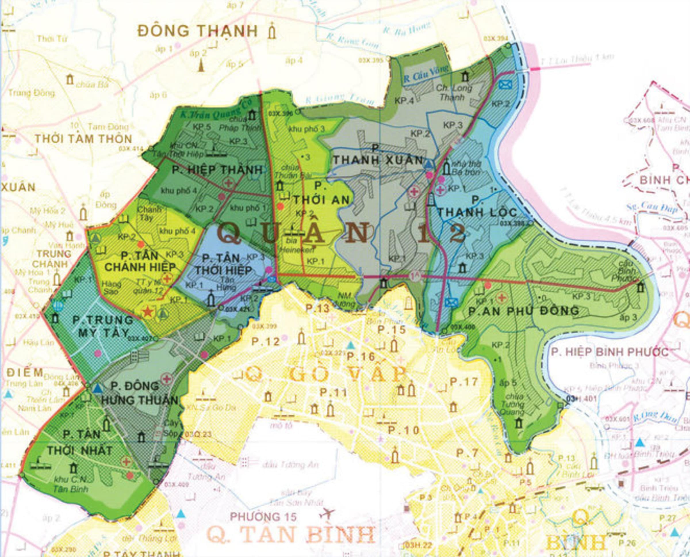 Bản đồ hành chính Quận 12 khổ lớn năm 2022
