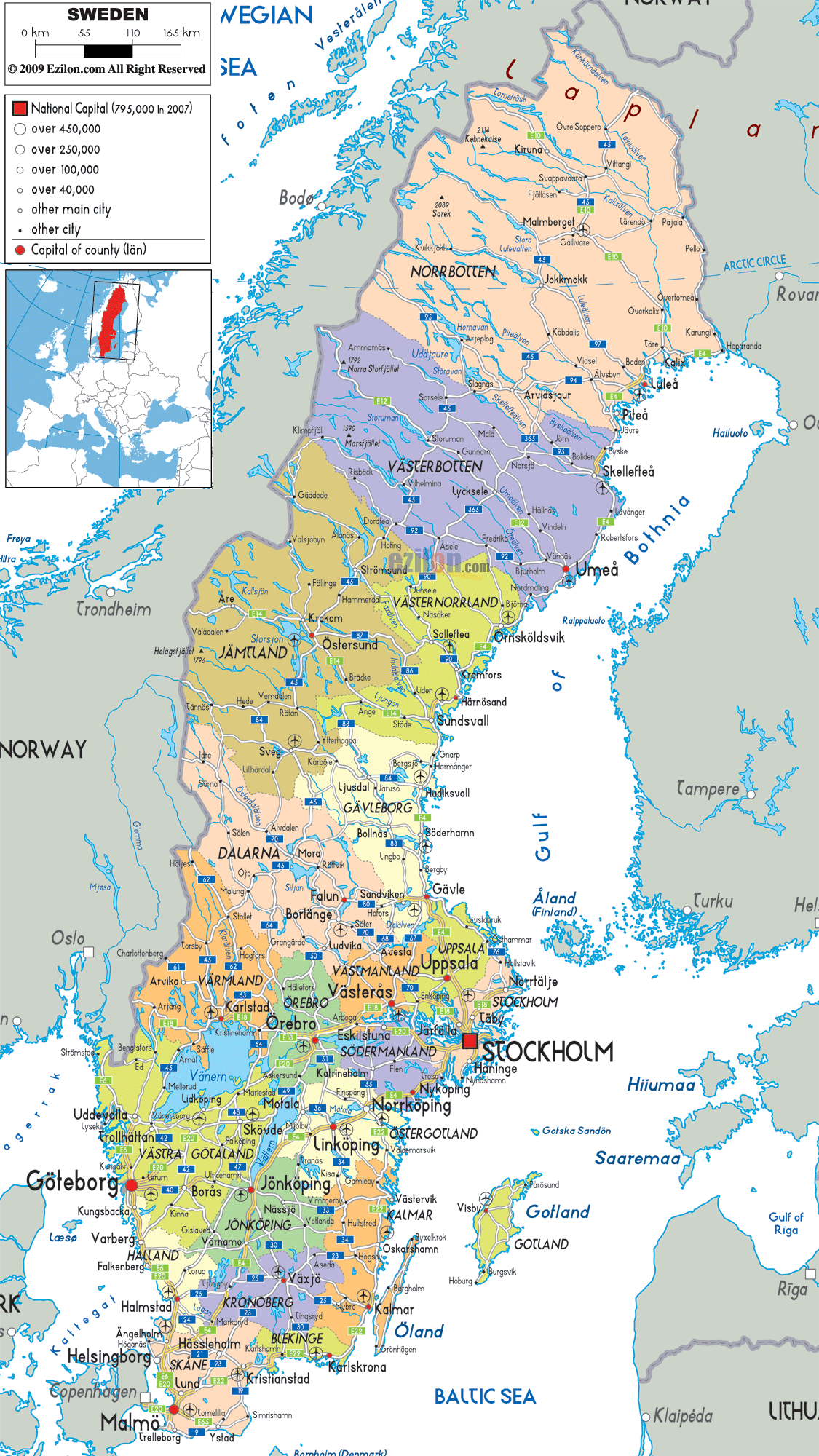[Update] Bản đồ đất nước Thuỵ Điển khổ lớn phóng to năm [hienthinam] 9
