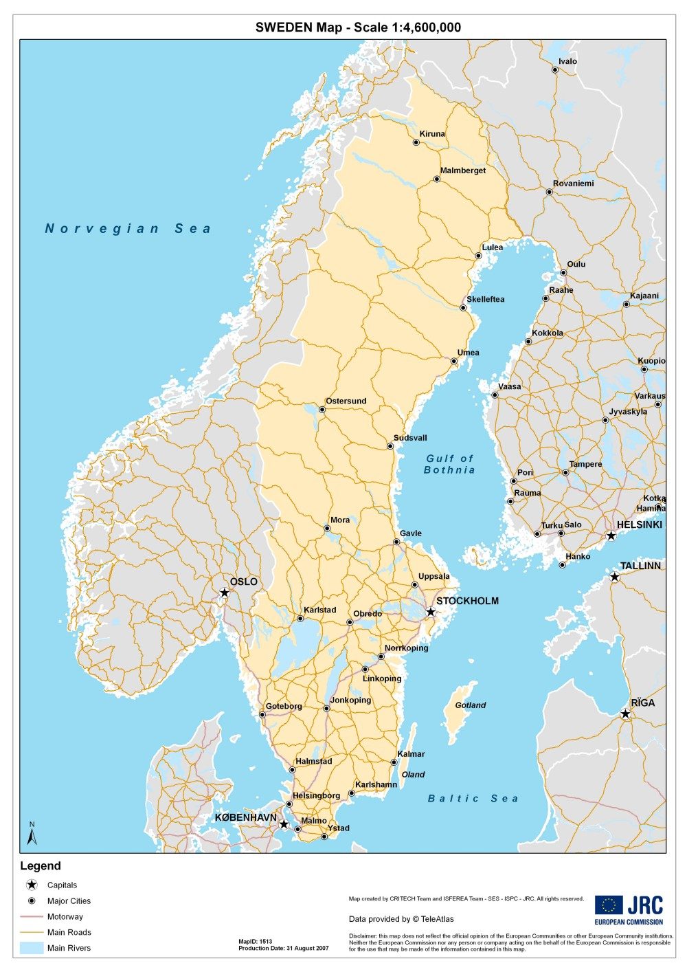 [Update] Bản đồ đất nước Thuỵ Điển khổ lớn phóng to năm [hienthinam] 11