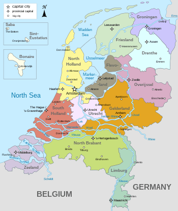 Bản đồ đơn vị hành chính đất nước Hà Lan năm 2022