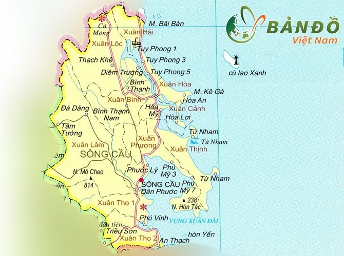 [Update] Bản đồ hành chính tỉnh Phú Yên khổ lớn năm [hienthinam] 10