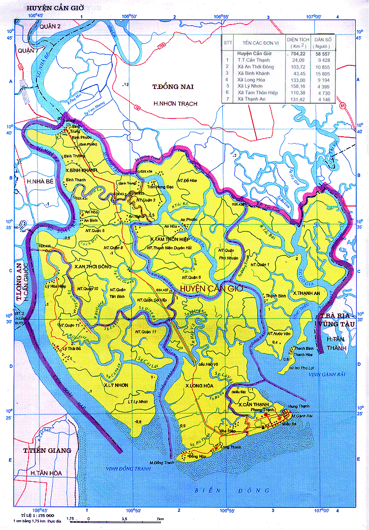 Bản đồ ranh giới của huyện Cần Giờ hiện nay
