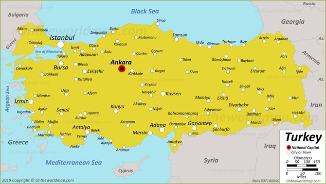Bản đồ các khu vực ở đất nước Thổ Nhĩ Kỳ chi tiết nhất