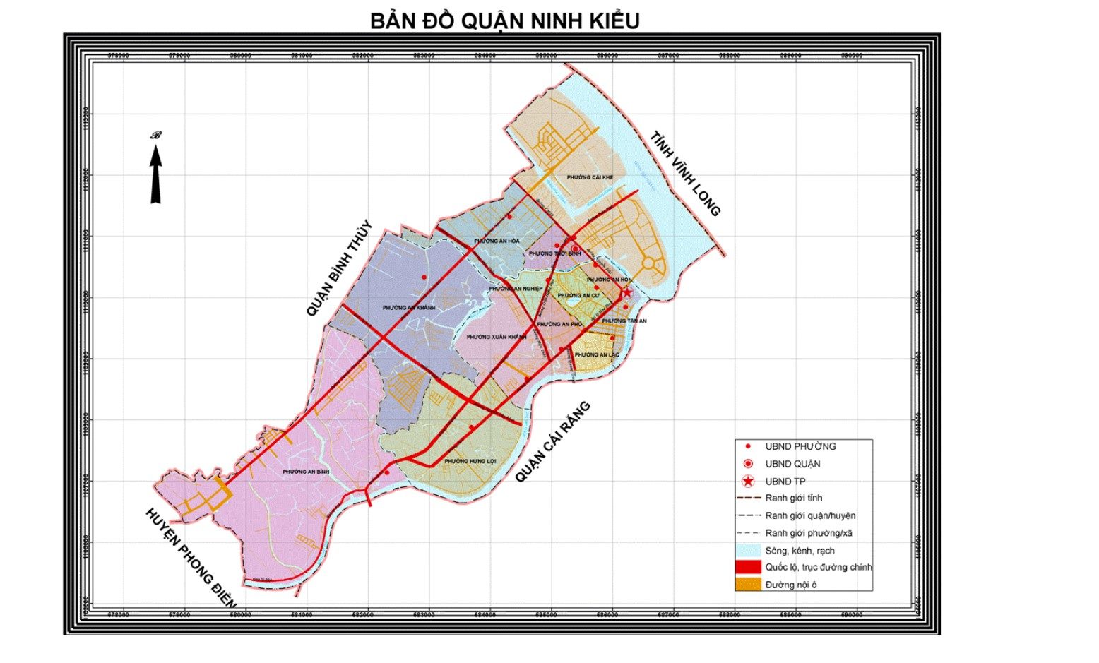 Bản đồ hành chính của quận Ninh Kiều năm 2022
