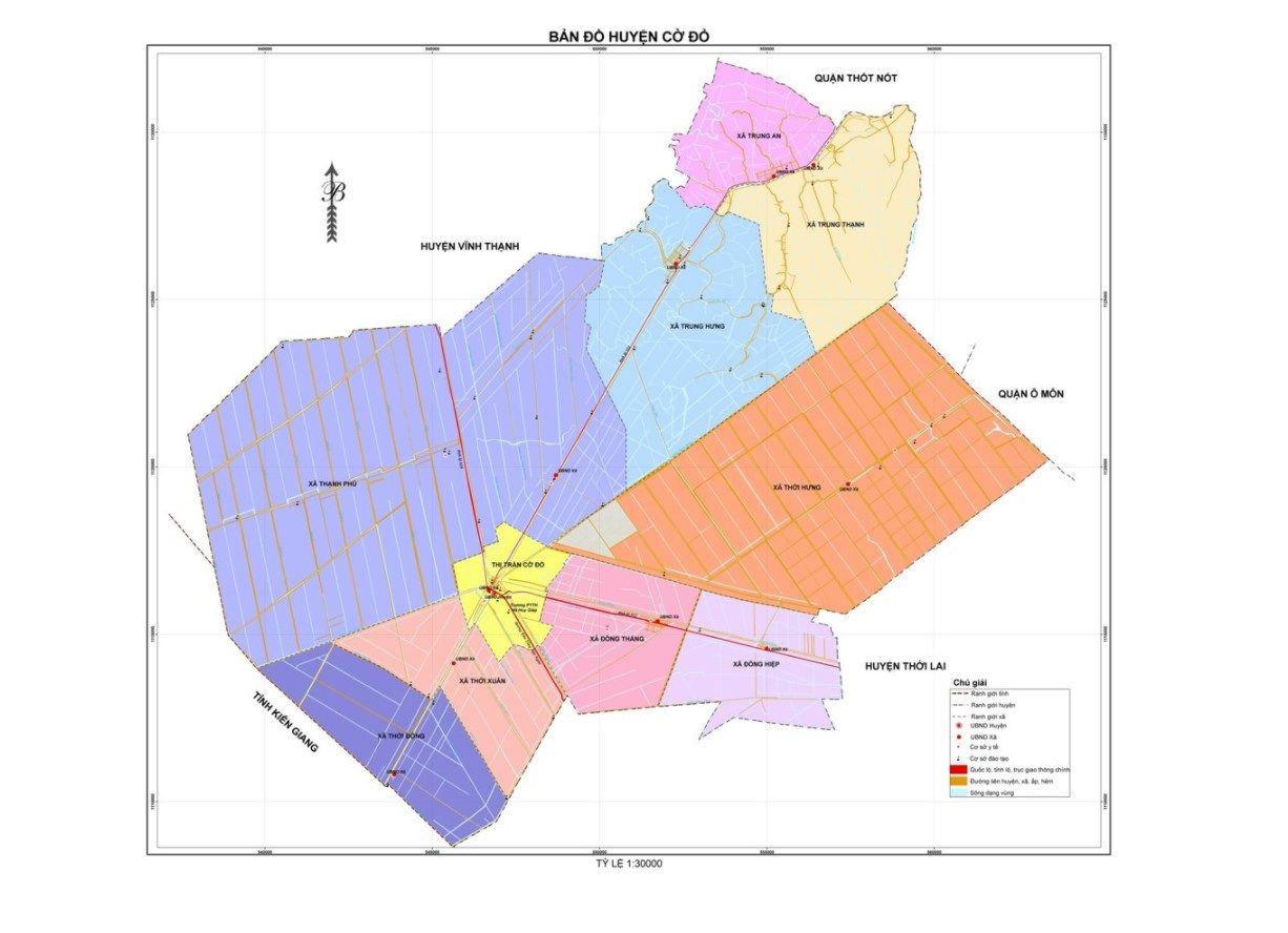 Bản đồ huyện Cờ Đỏ khổ lớn năm 2022