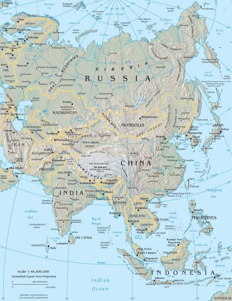 Bản đồ các nước Châu Á khổ lớn năm 2022
