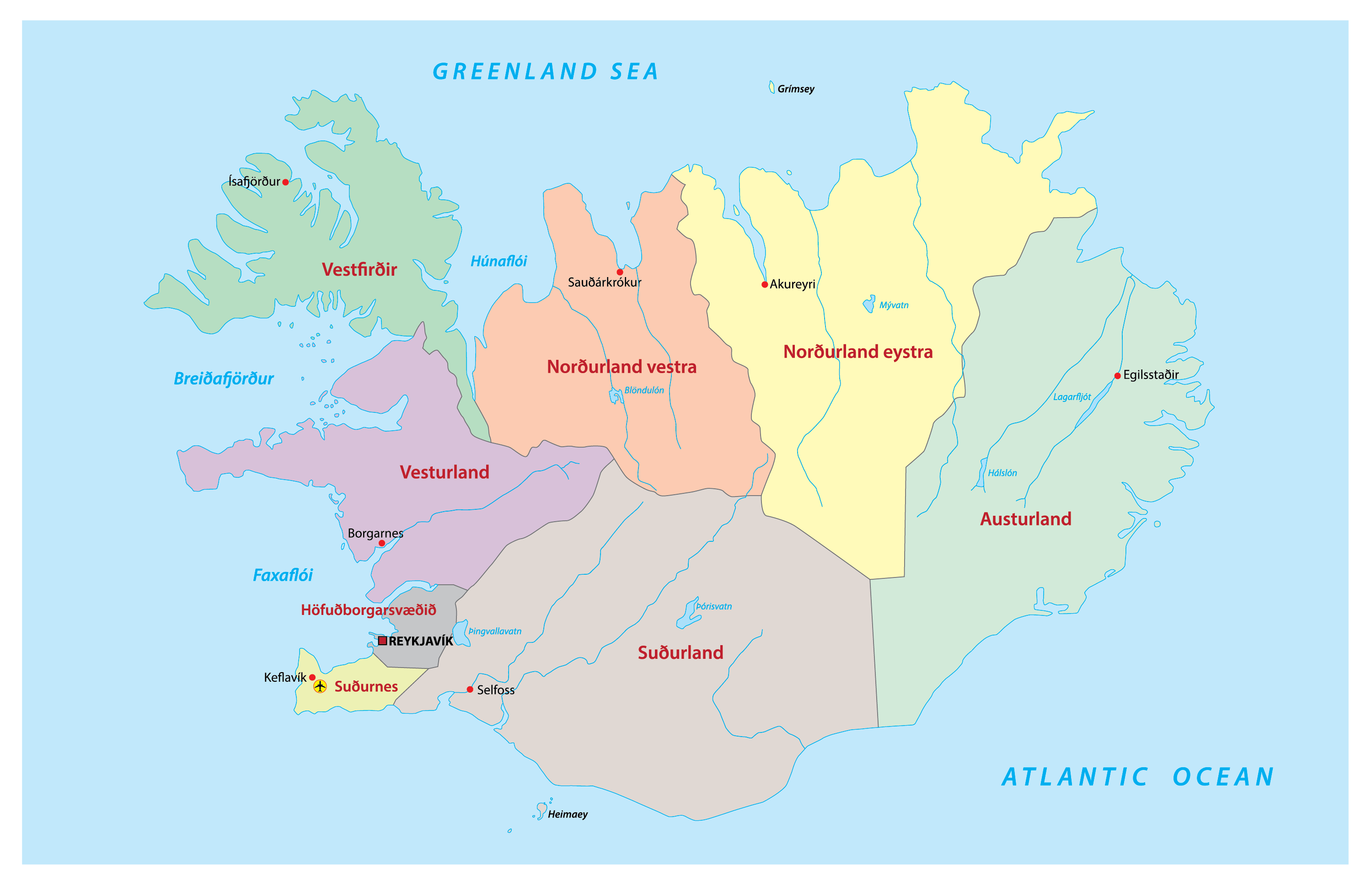 [Update] Bản đồ hành chính đất nước Iceland (Iceland Map) phóng to năm 2022 23