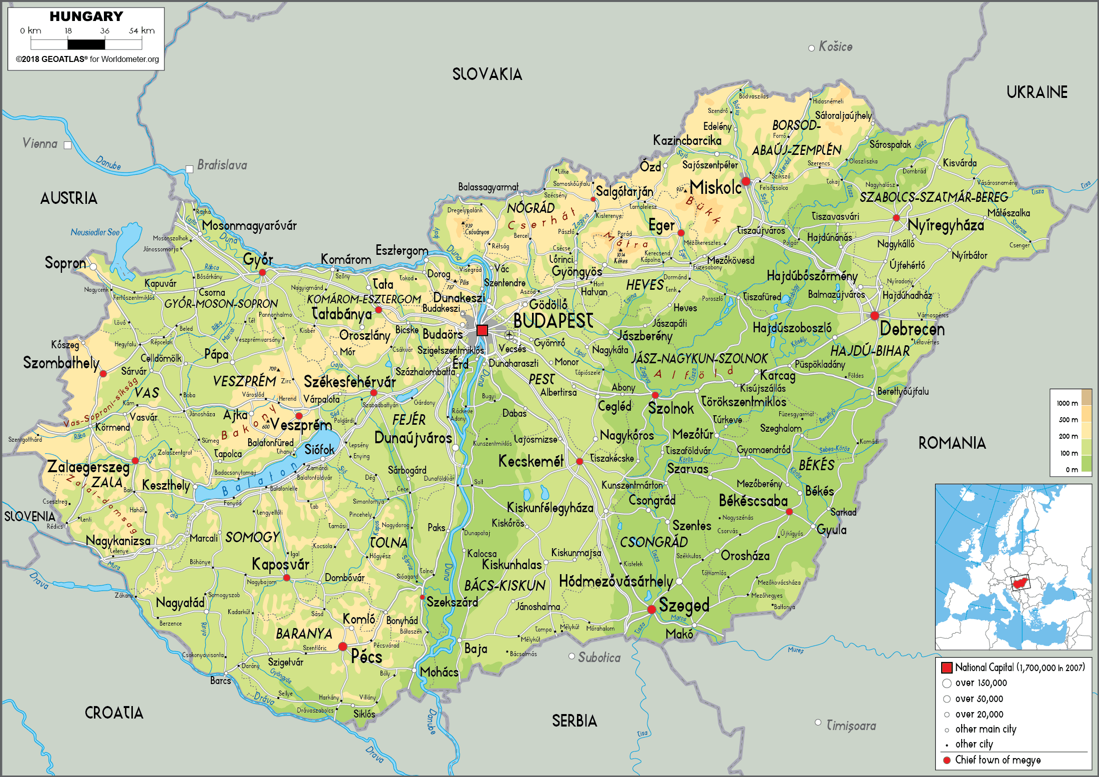 [Update] Bản đồ hành chính đất nước Hungary (Hungary Map) phóng to năm 2022 23