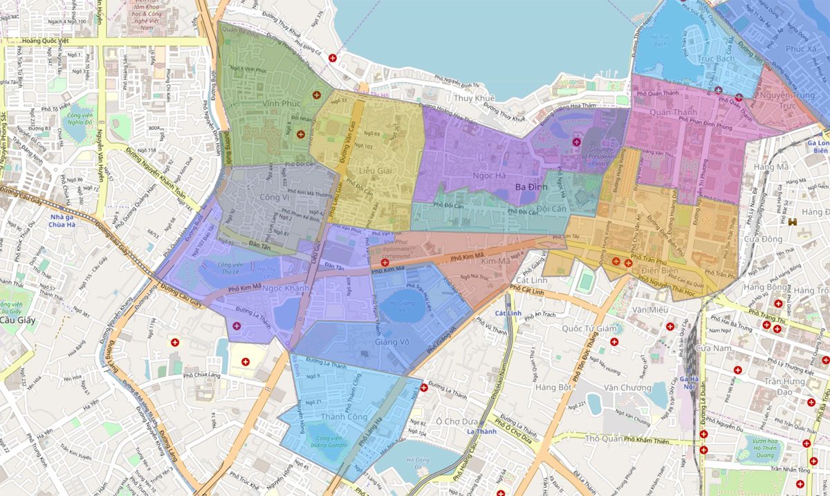 Bản đồ hành chính Quận Ba Đình năm 2022