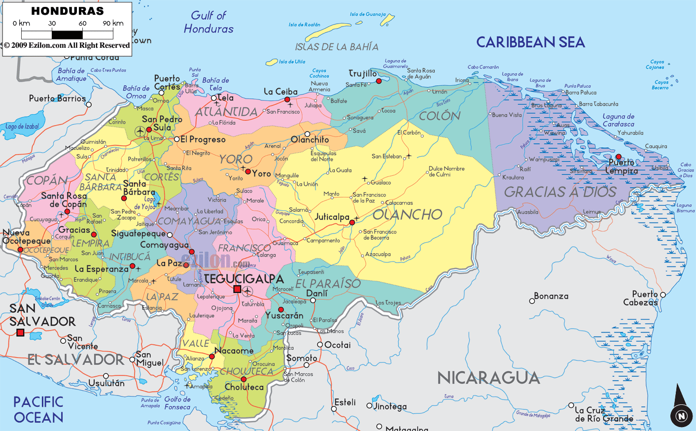 [Update] Bản đồ hành chính đất nước Honduras (Honduras Map) phóng to năm 2022 31