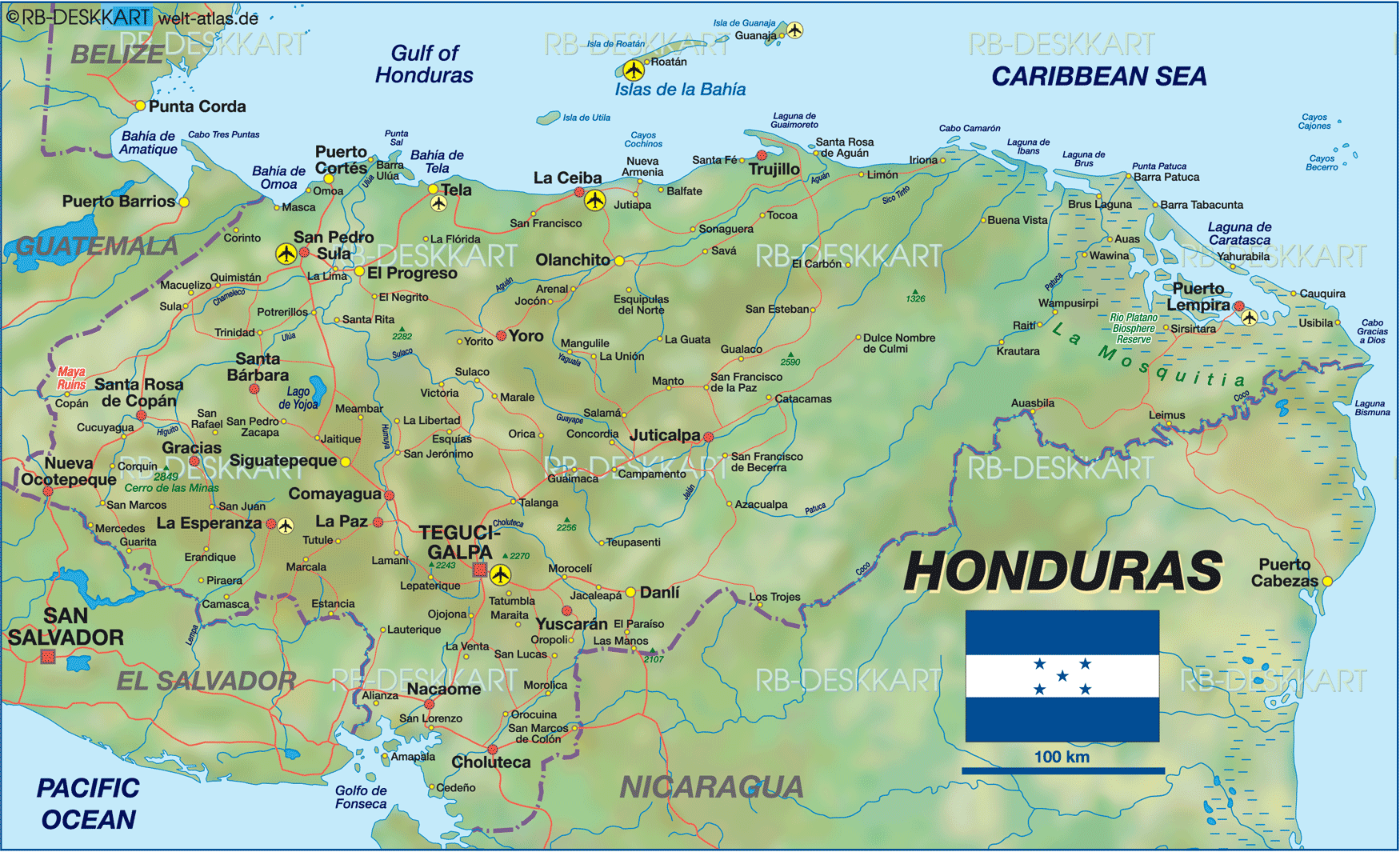 [Update] Bản đồ hành chính đất nước Honduras (Honduras Map) phóng to năm 2022 33