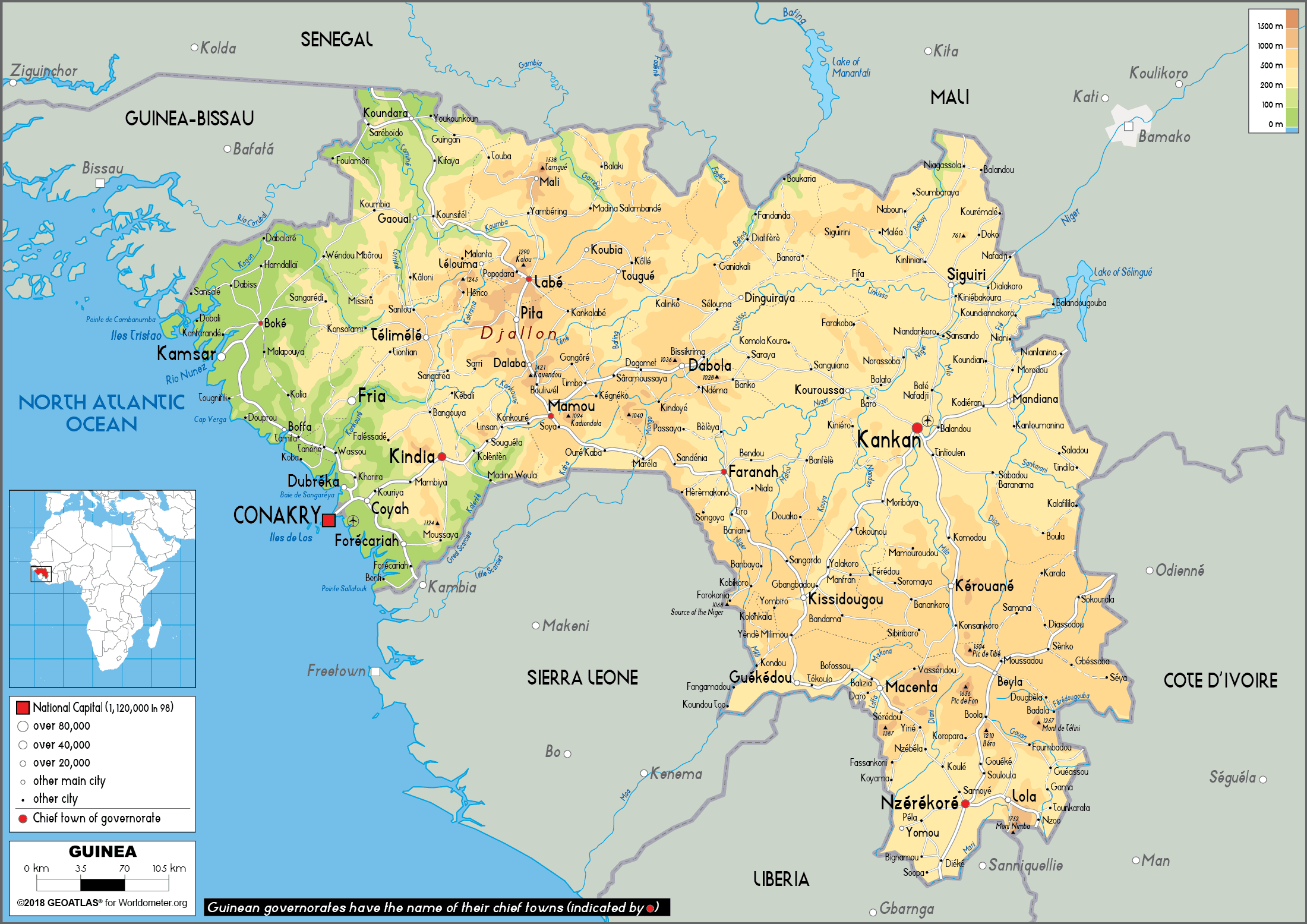 [Update] Bản đồ hành chính đất nước Guinée (Guinea Map) phóng to năm 2022 23