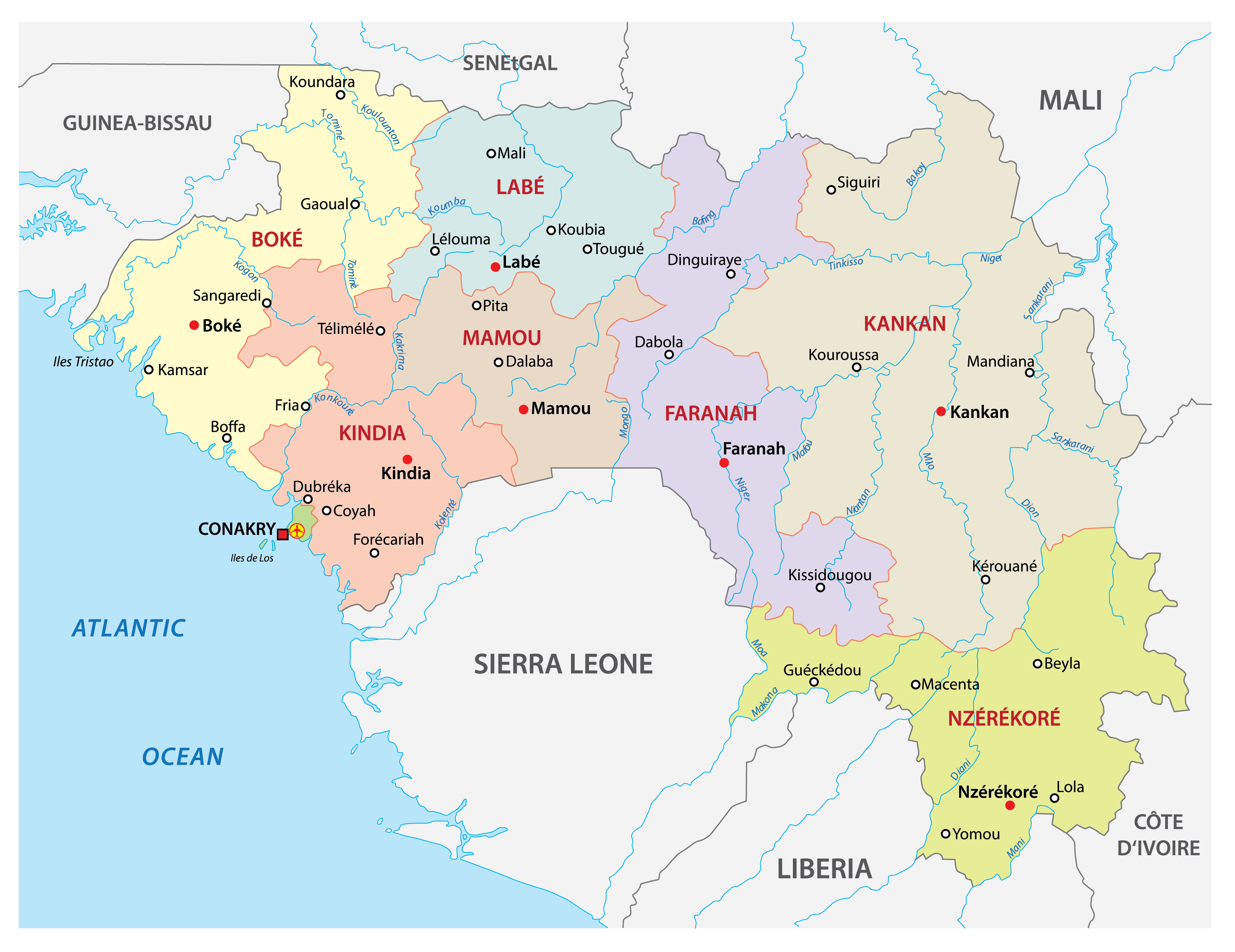 [Update] Bản đồ hành chính đất nước Guinée (Guinea Map) phóng to năm 2022 24