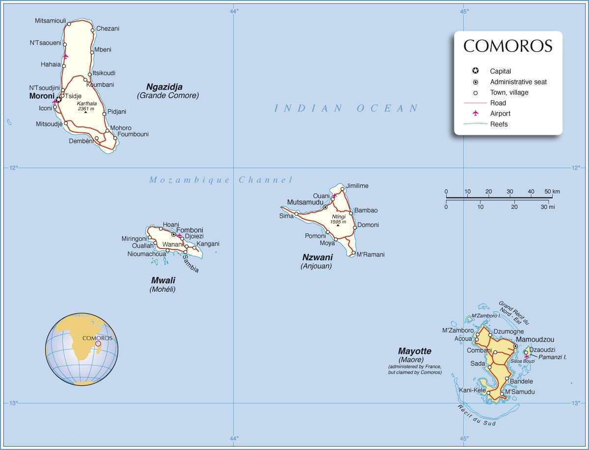 [Update] Bản đồ hành chính đất nước Comoros (Comoros Map) phóng to năm 2022 14