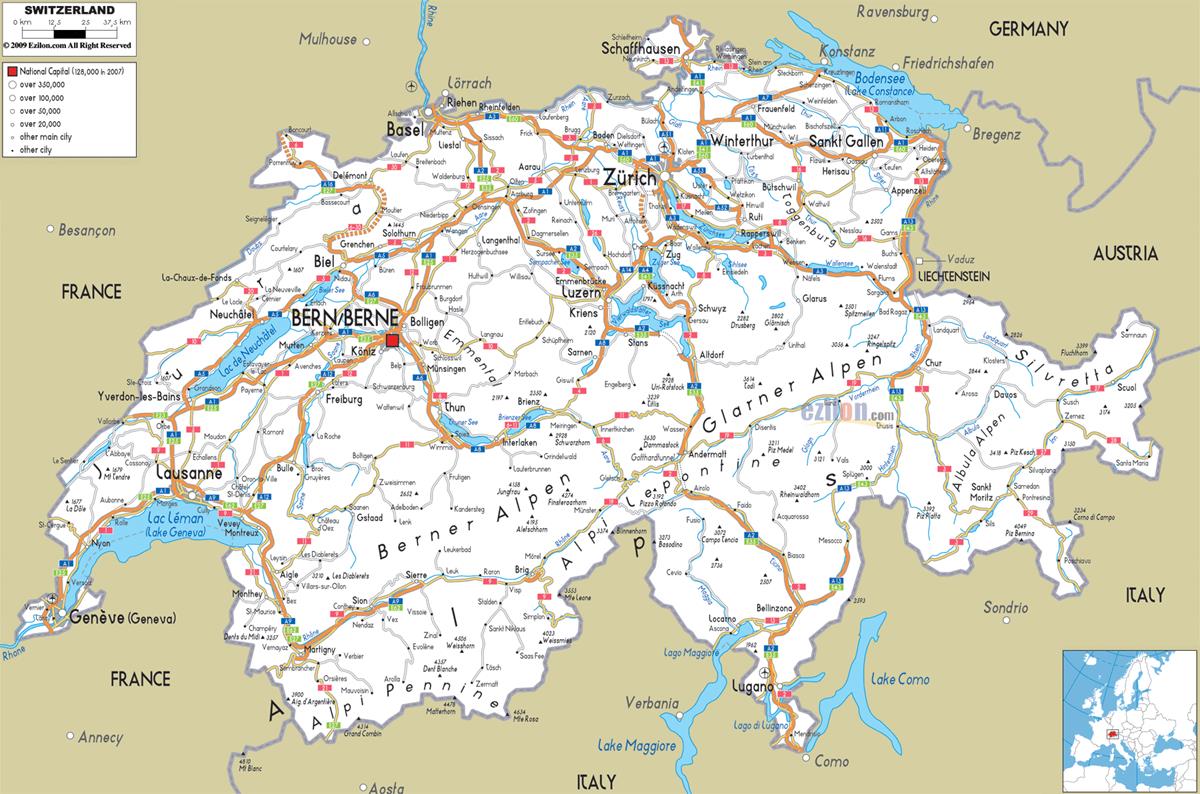 [Update] Bản đồ đất nước Thuỵ Sĩ (Switzerland) khổ lớn năm [hienthinam] 7