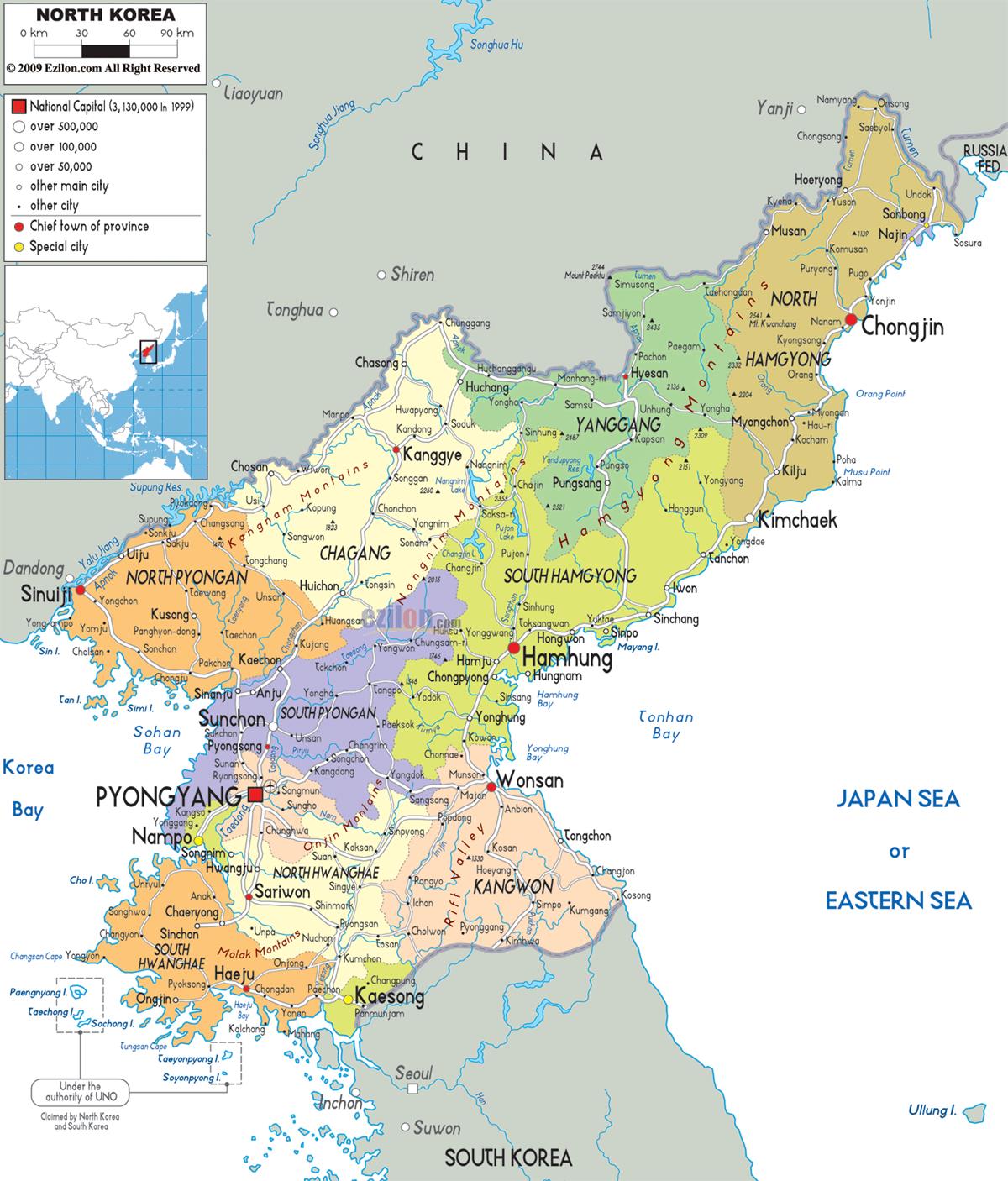 [Update] Bản đồ đất nước Triều Tiên (North Korea) khổ lớn năm 2022 11