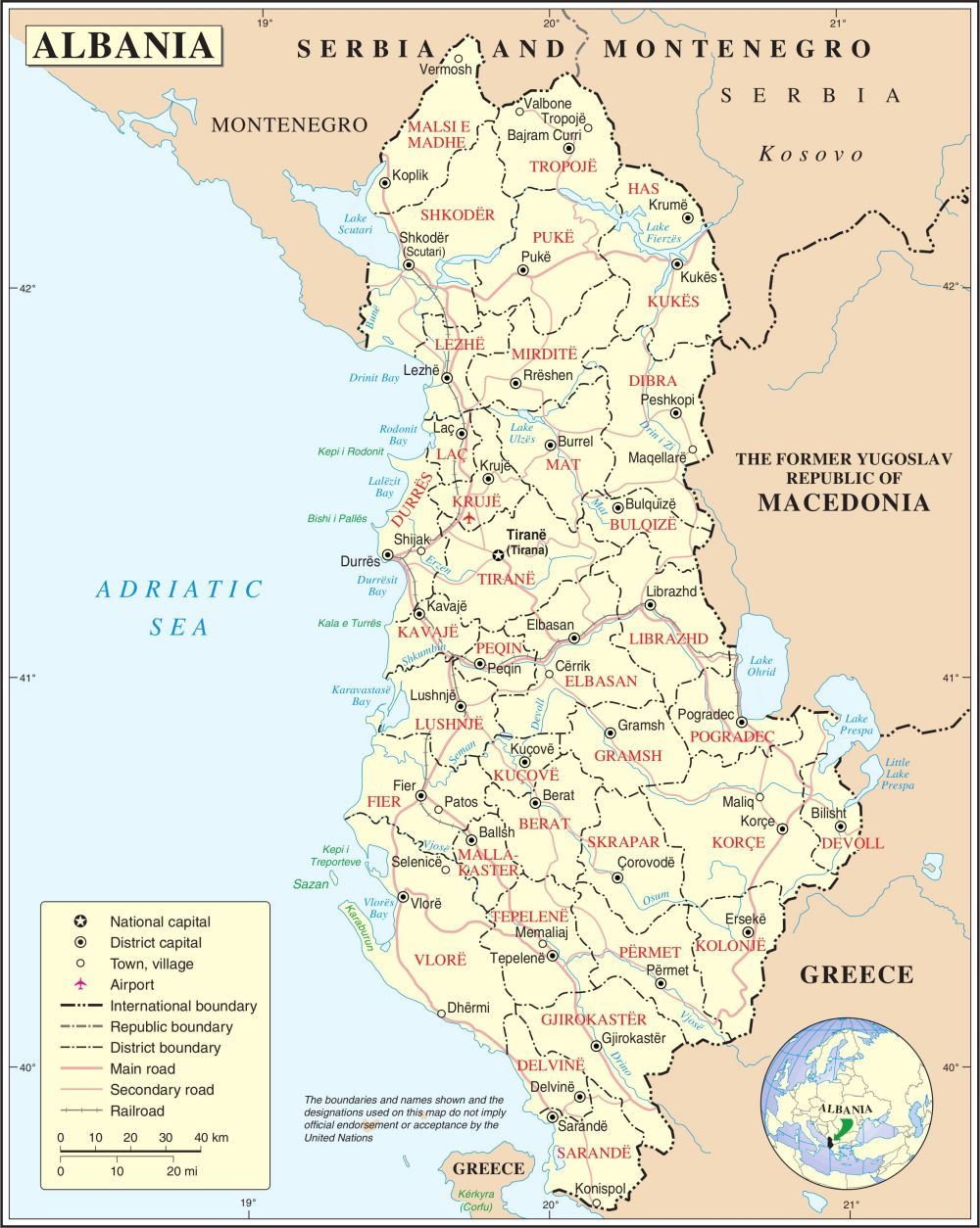 [Update] Bản đồ hành chính đất nước Cộng hòa Albania khổ lớn năm 2022 12