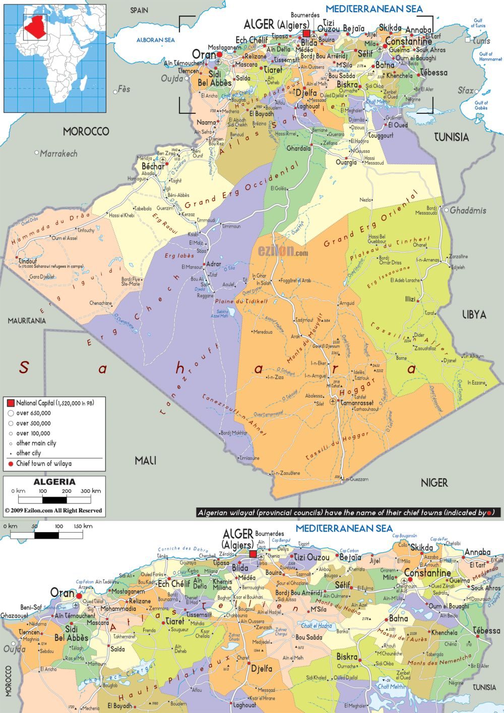 [Update] Bản đồ hành chính đất nước Algérie khổ lớn năm [hienthinam] 9