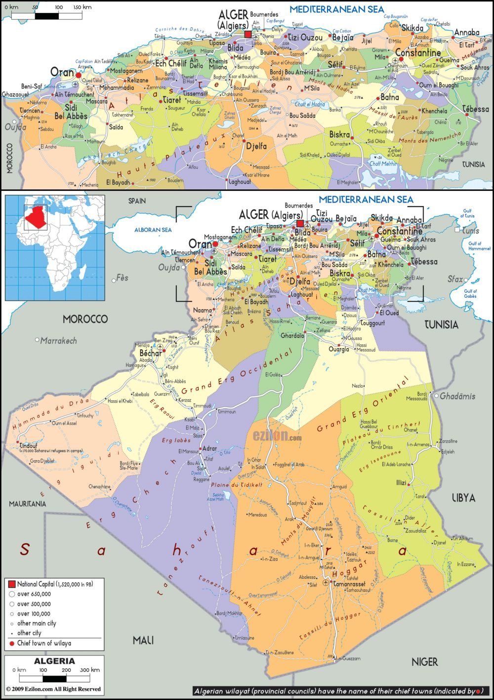 [Update] Bản đồ hành chính đất nước Algérie khổ lớn năm [hienthinam] 13