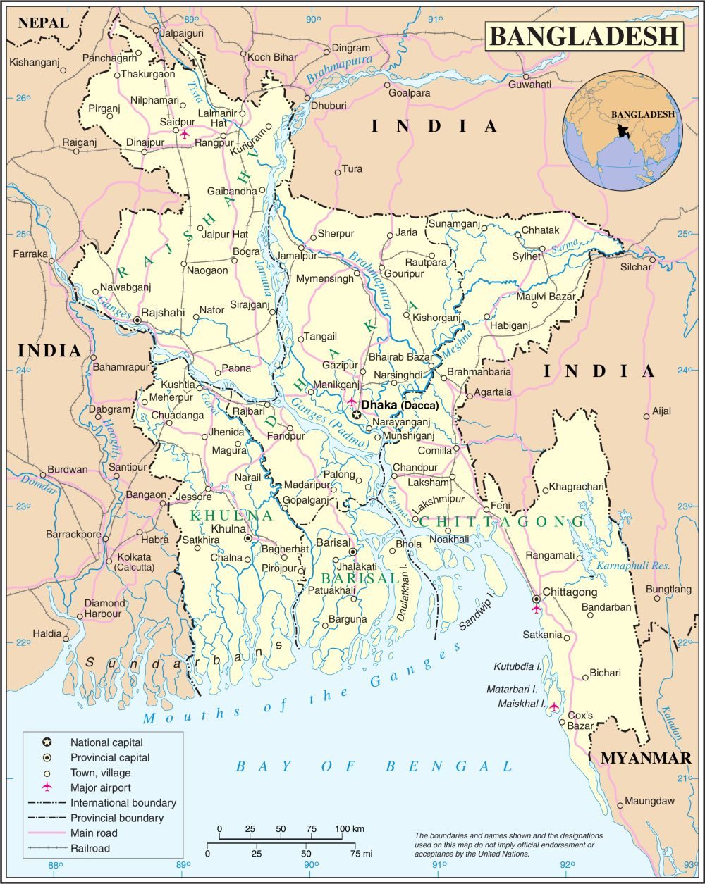 [Update] Bản đồ hành chính đất nước Bangladesh (Bangladesh Map) phóng to năm [hienthinam] 18