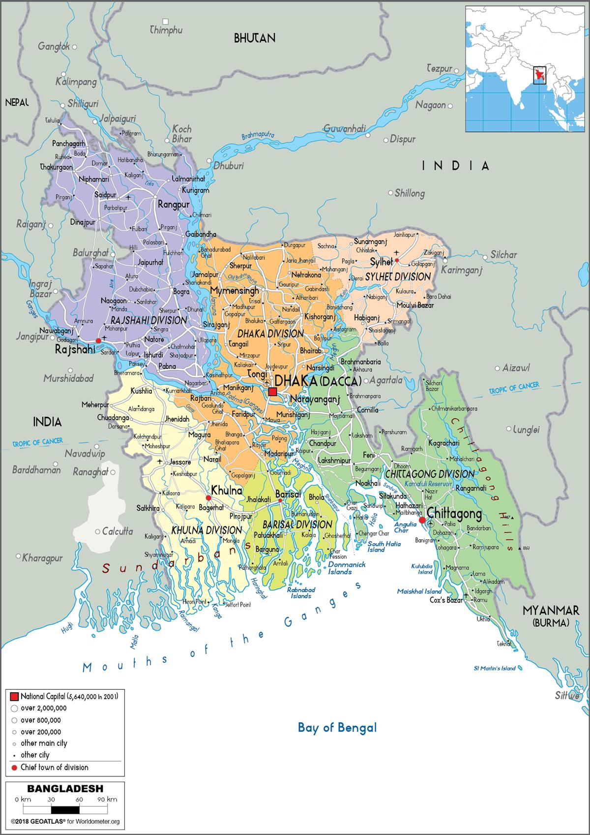 [Update] Bản đồ hành chính đất nước Bangladesh (Bangladesh Map) phóng to năm [hienthinam] 25