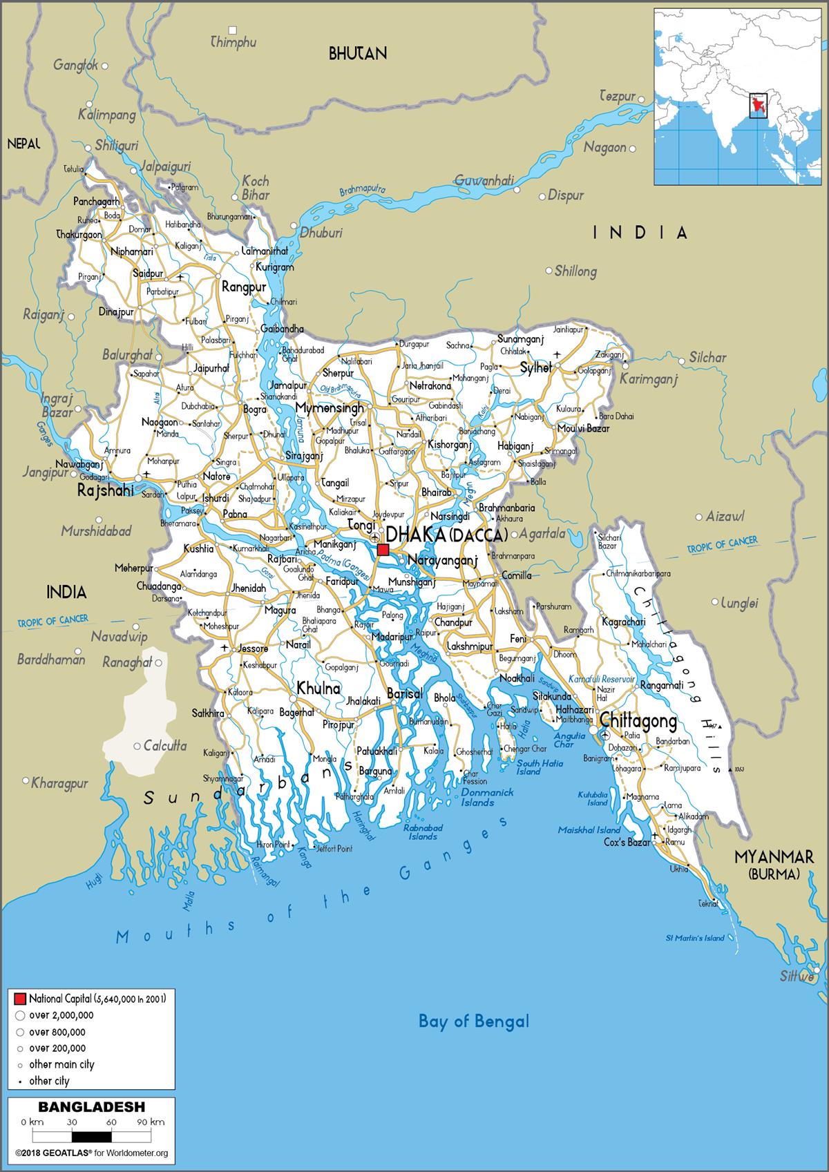 [Update] Bản đồ hành chính đất nước Bangladesh (Bangladesh Map) phóng to năm [hienthinam] 23