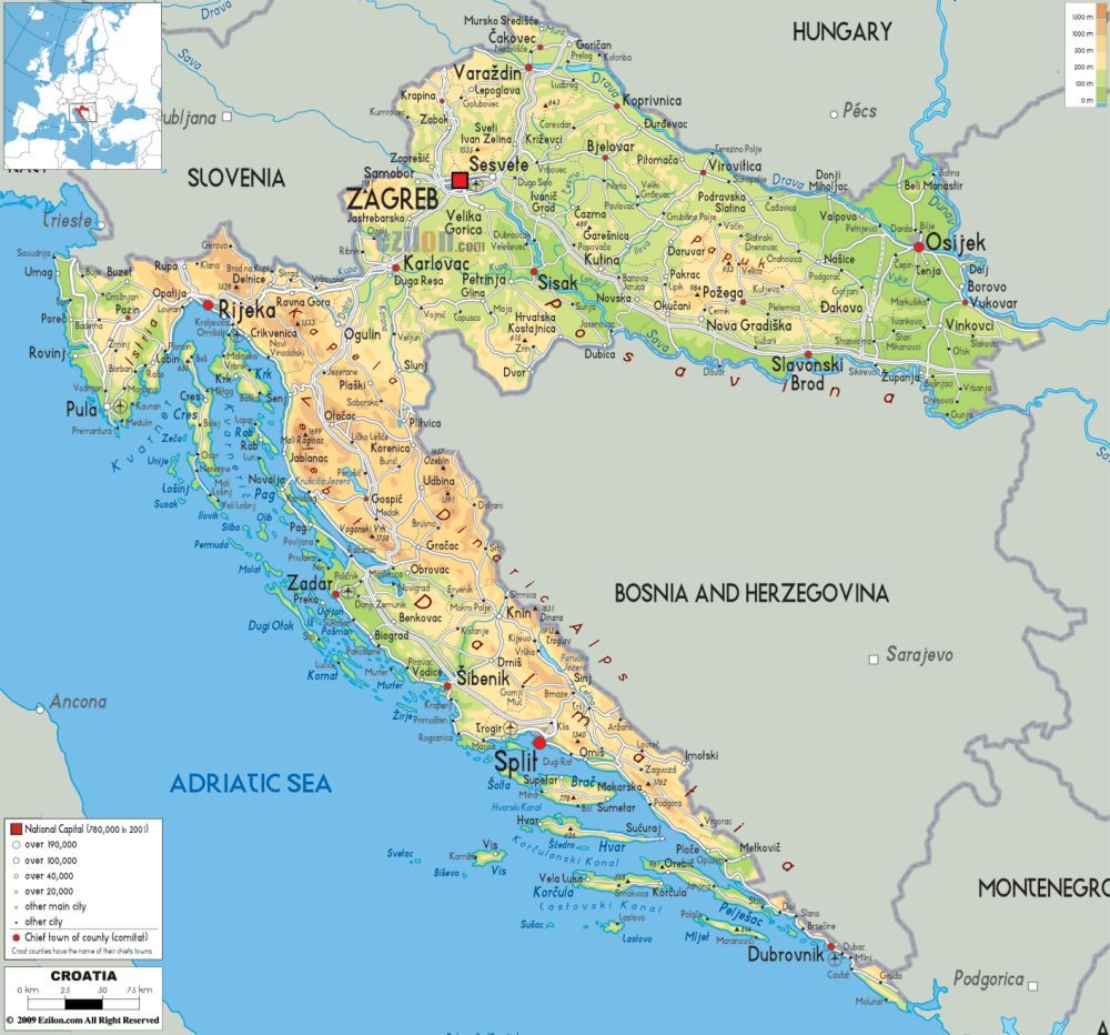 [Update] Bản đồ đất nước Croatia (Croatia Map) phóng to năm 2022 23