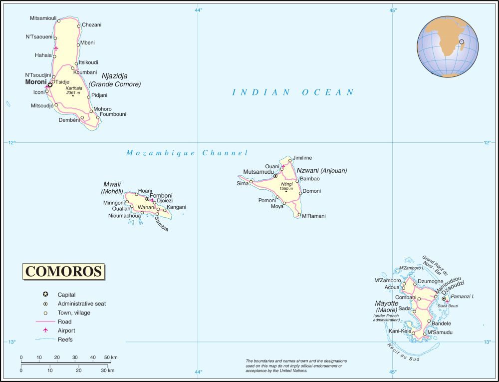 [Update] Bản đồ hành chính đất nước Comoros (Comoros Map) phóng to năm 2022 20