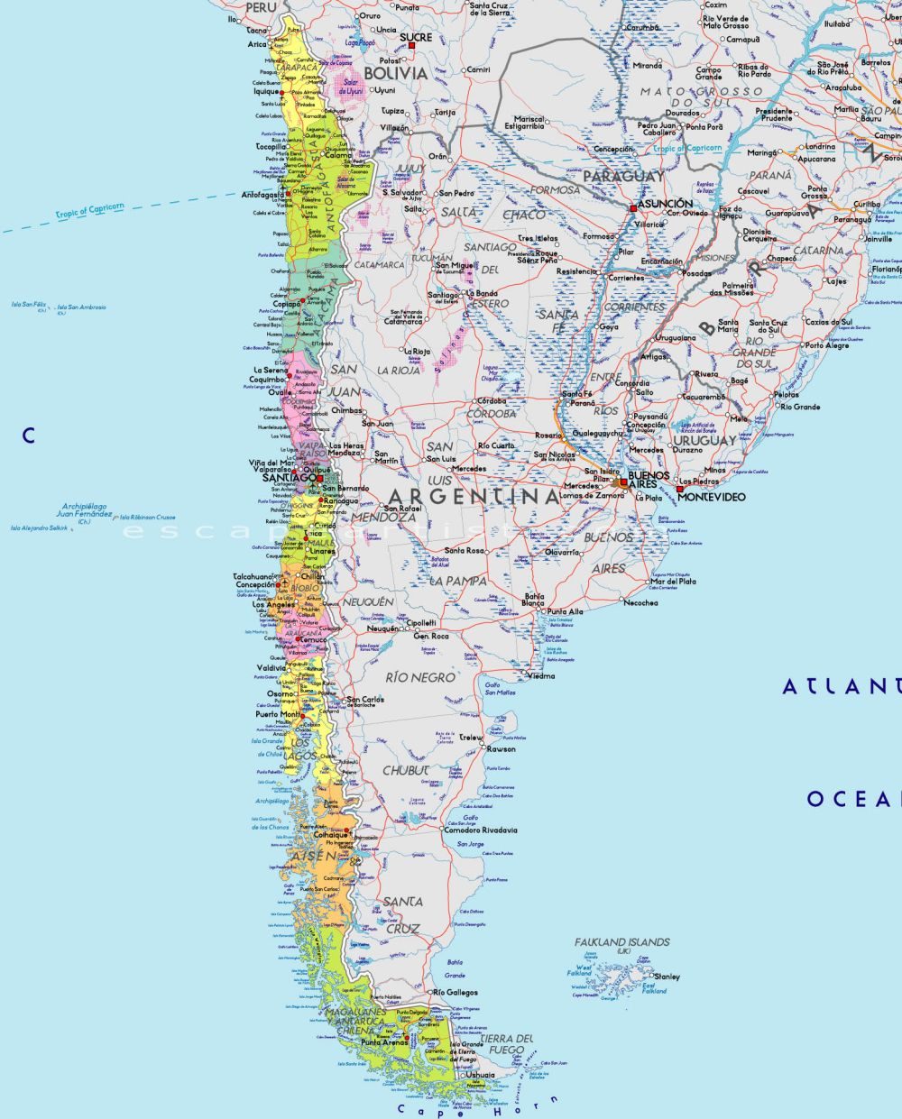 [Update] Bản đồ hành chính đất nước Chile (Chile Map) phóng to năm 2022 25