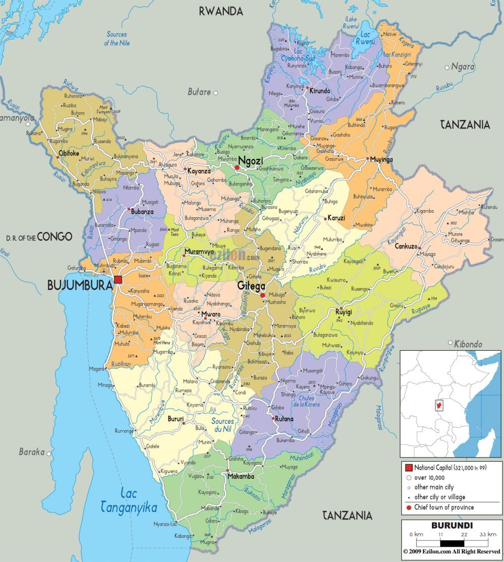 [Update] Bản đồ hành chính đất nước Burundi (Burundi Map) phóng to năm 2022 23