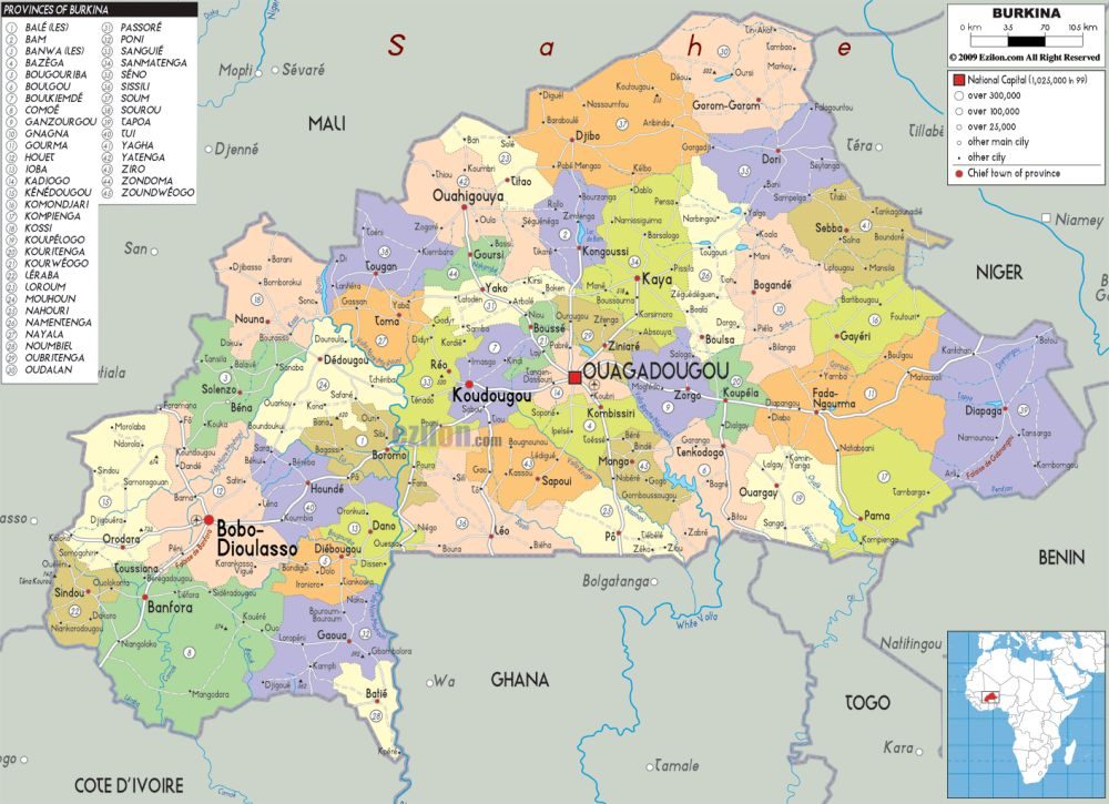 [Update] Bản đồ hành chính đất nước Burkina Faso (Burkina Faso Map) phóng to năm 2022 18