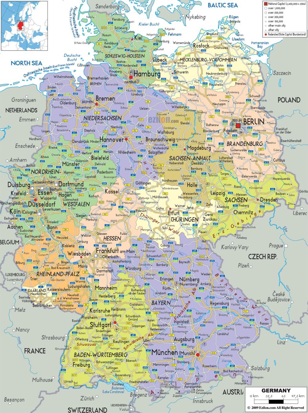 [Update] Bản đồ hành chính đất nước Đức (Germany Map) phóng to năm 2022 21