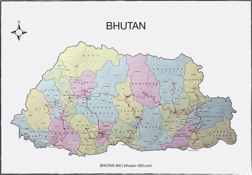 [Update] Bản đồ hành chính đất nước Bhutan (Bhutan Map) phóng to năm 2022 22