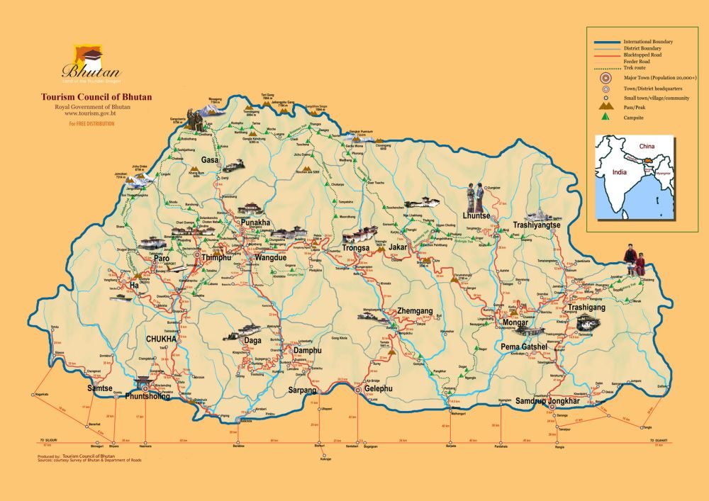 [Update] Bản đồ hành chính đất nước Bhutan (Bhutan Map) phóng to năm 2022 23