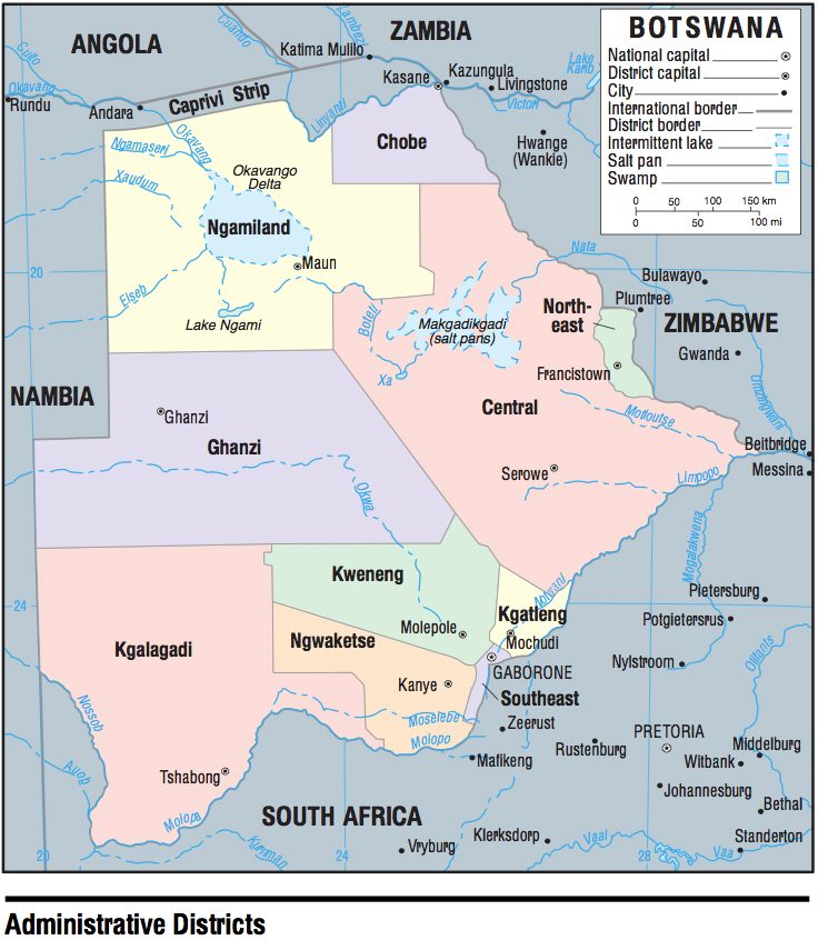 [Update] Bản đồ hành chính đất nước Botswana (Botswana Map) phóng to năm 2022 23
