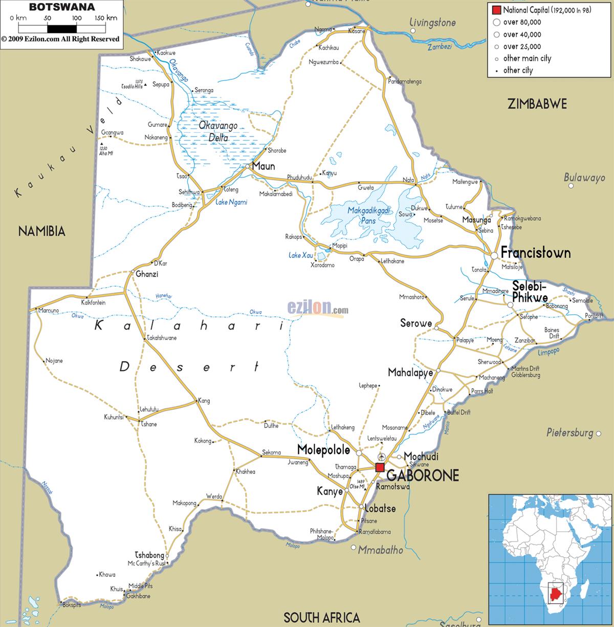 [Update] Bản đồ hành chính đất nước Botswana (Botswana Map) phóng to năm 2022 24