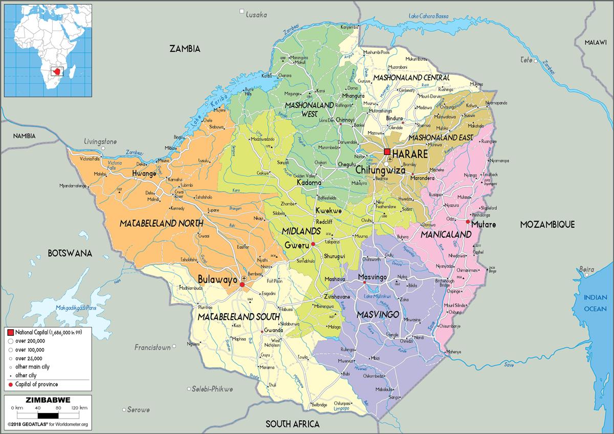[Update] Bản đồ hành chính đất nước Zimbabwe (Zimbabwe Map) phóng to năm 2022 14