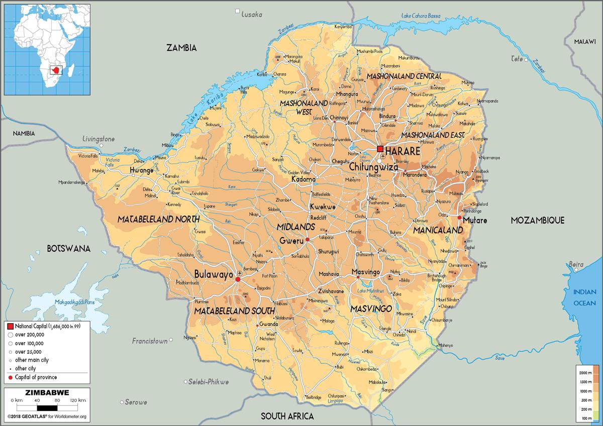 [Update] Bản đồ hành chính đất nước Zimbabwe (Zimbabwe Map) phóng to năm 2022 15