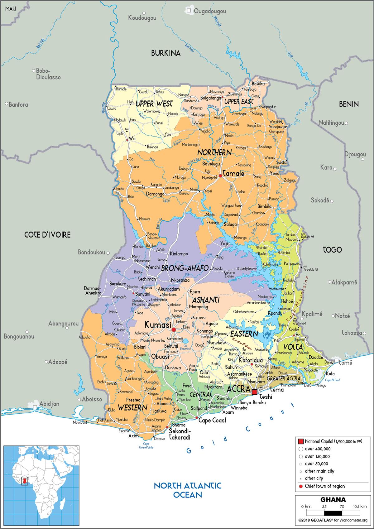 [Update] Bản đồ hành chính đất nước Ghana (Ghana Map) phóng to năm 2022 26