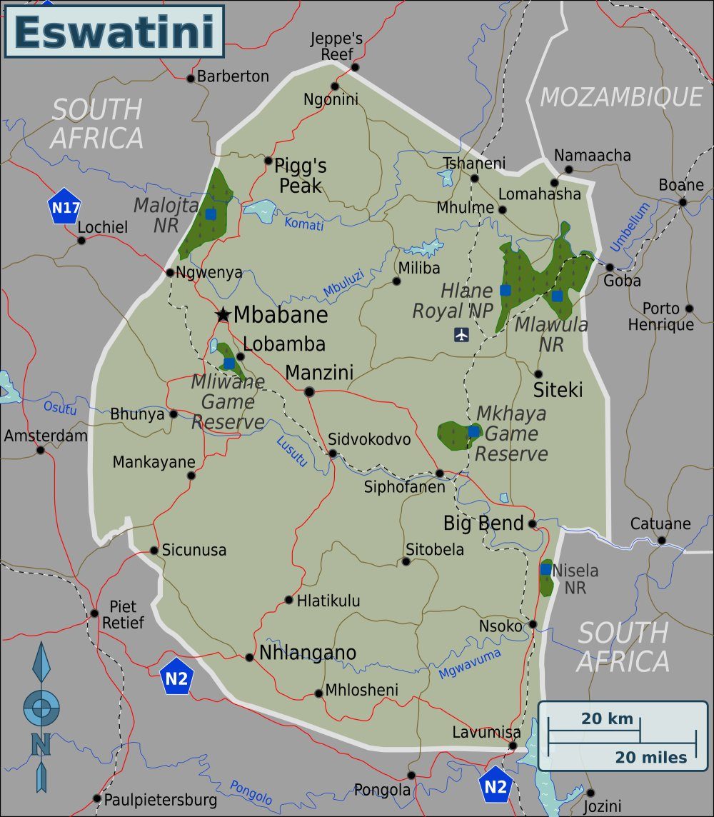 [Update] Bản đồ Eswatini (tên cũ: Swaziland) (Eswatini Map) phóng to năm 2022 22