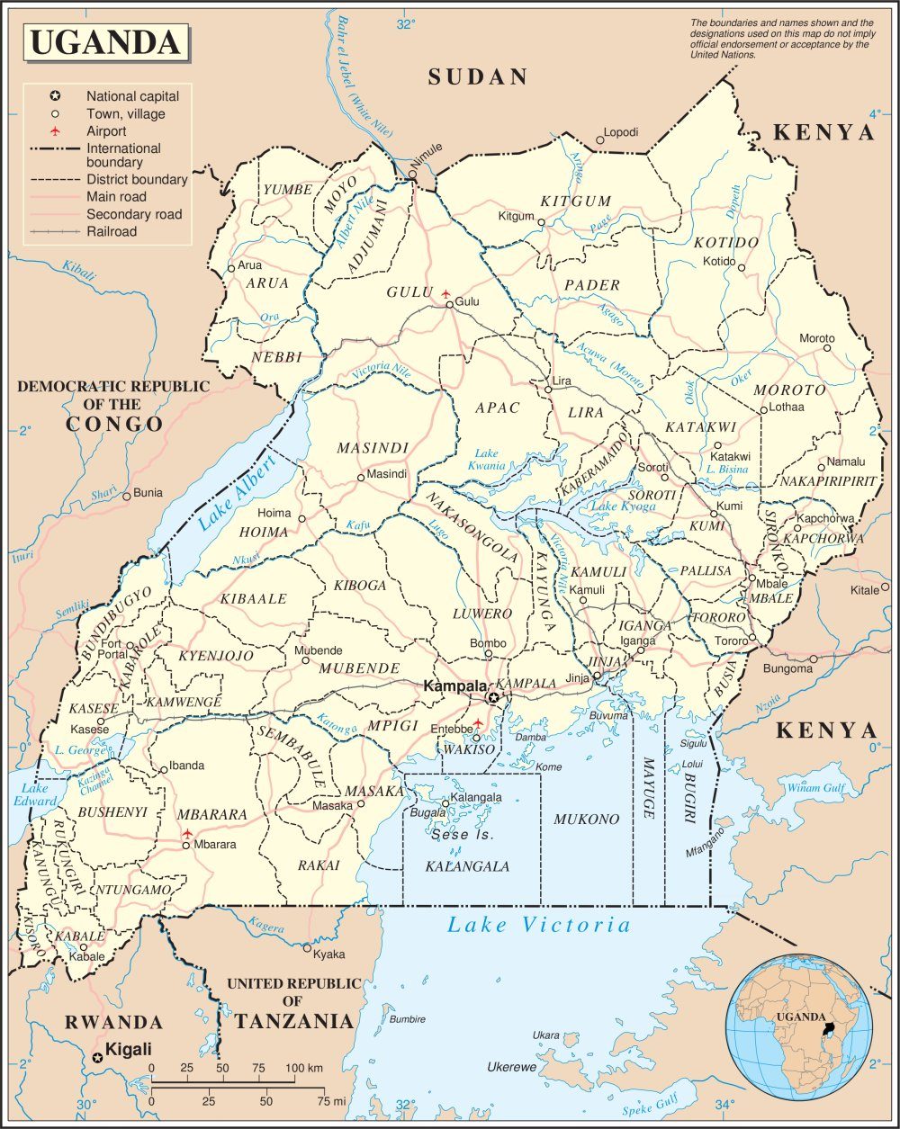[Update] Bản đồ hành chính đất nước Uganda (Uganda Map) phóng to năm 2022 22