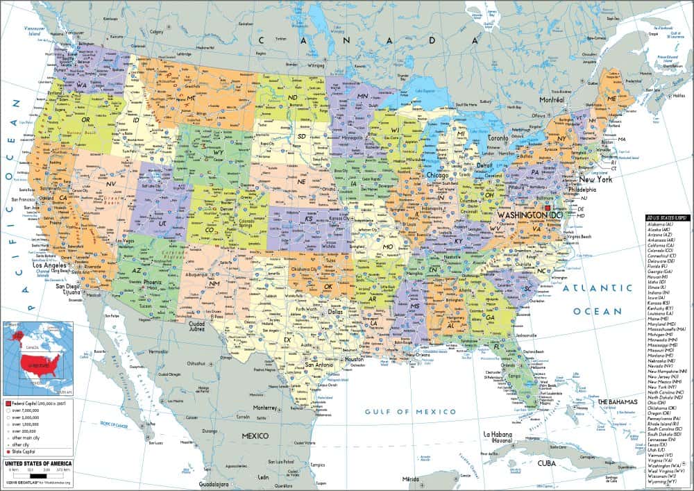 [Update] Bản đồ đất nước Mỹ (Hoa Kỳ) khổ lớn mới nhất năm 2022 22