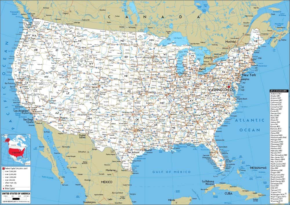 [Update] Bản đồ đất nước Mỹ (Hoa Kỳ) khổ lớn mới nhất năm 2022 23
