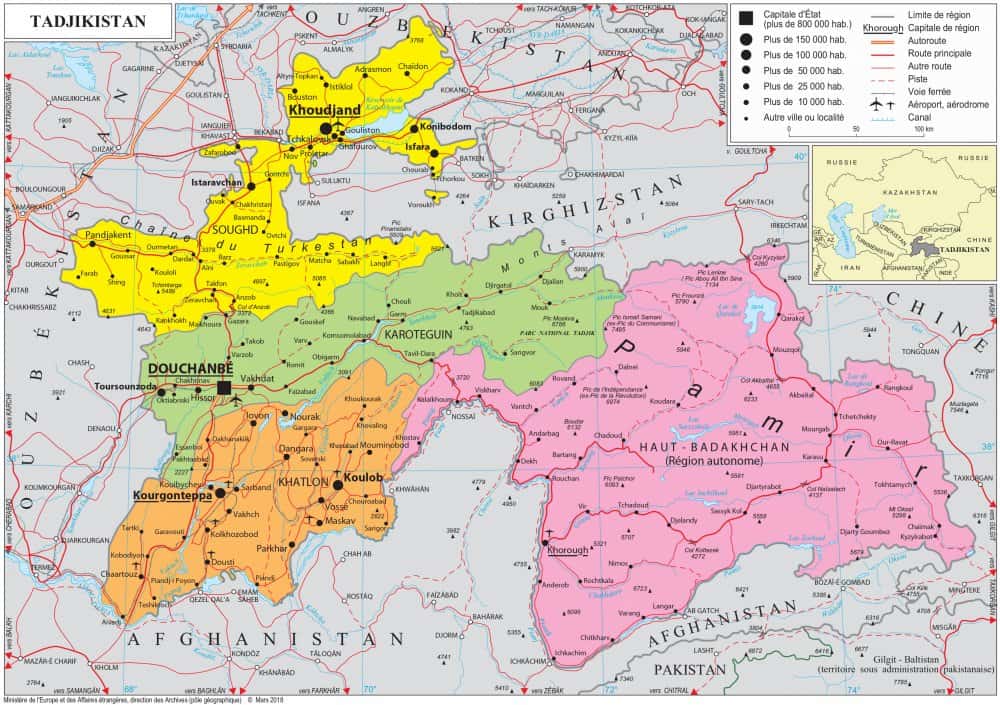 [Update] Bản đồ hành chính đất nước Tajikistan (Tajikistan Map) phóng to năm 2022 23