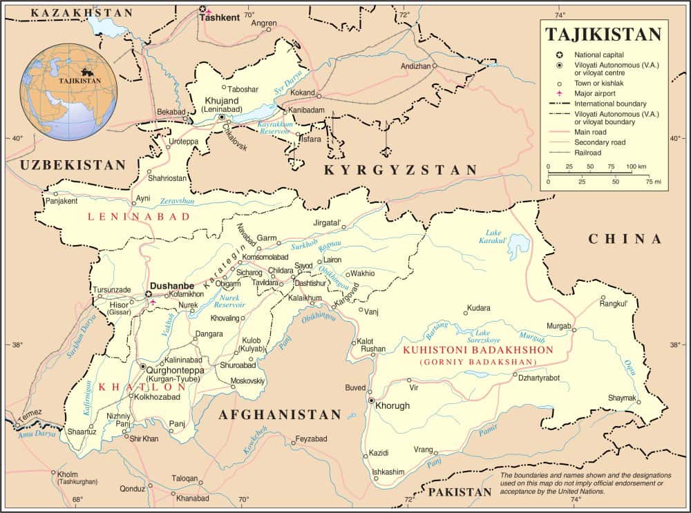 [Update] Bản đồ hành chính đất nước Tajikistan (Tajikistan Map) phóng to năm 2022 22