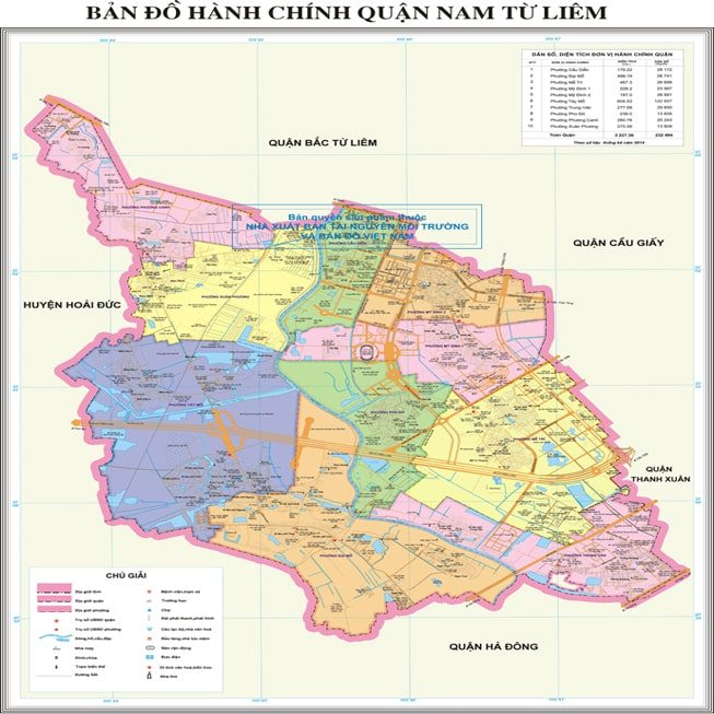 Bản đồ hành chính các phường tại Quận Nam Từ Liêm 