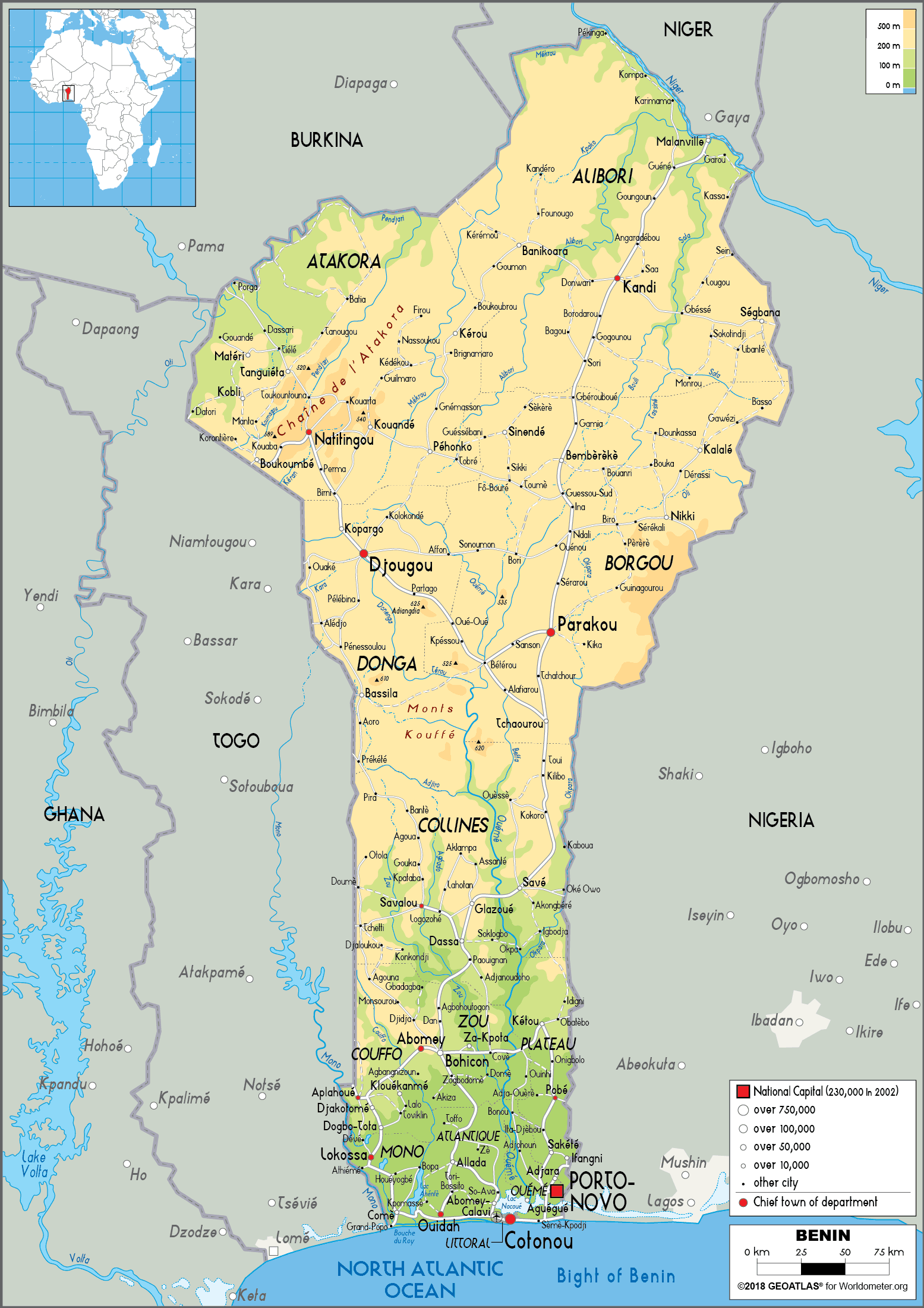 [Update] Bản đồ hành chính đất nước Benin (Benin Map) phóng to năm 2022 23