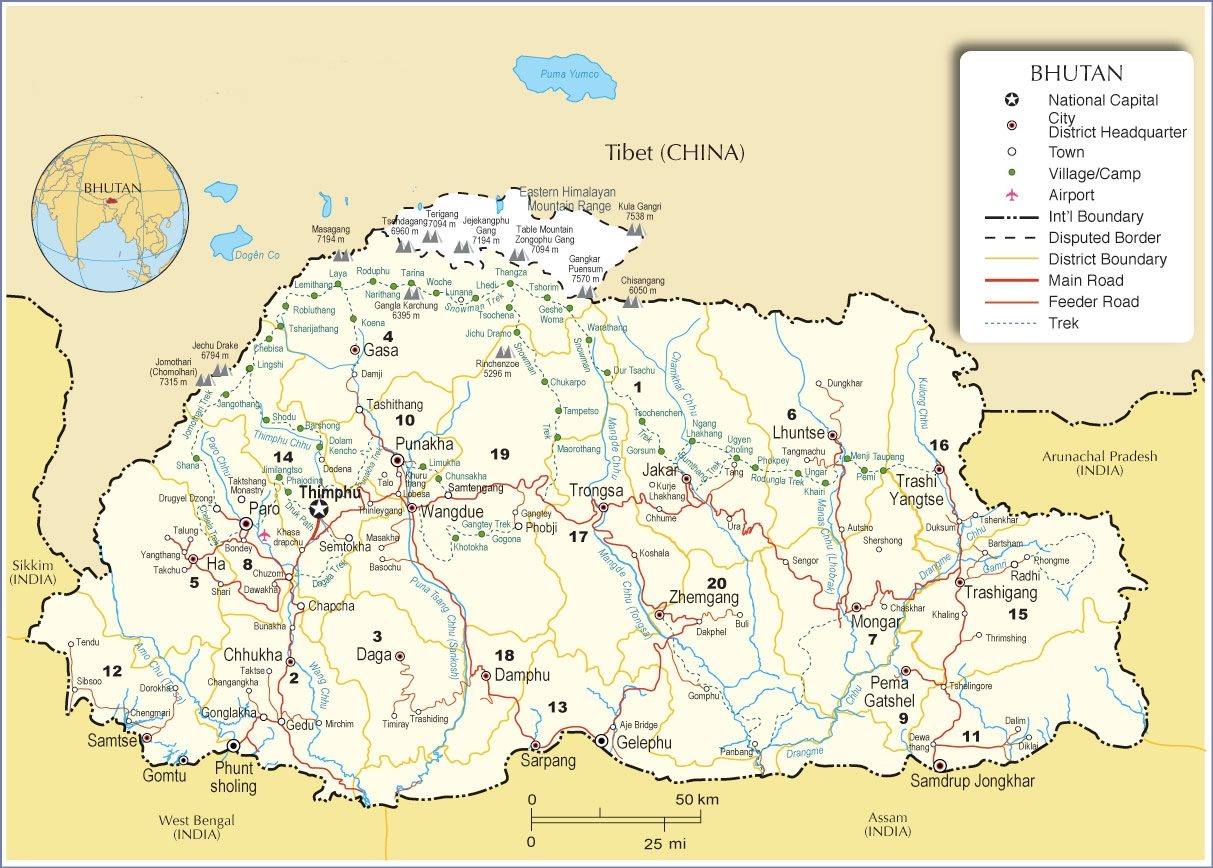 [Update] Bản đồ hành chính đất nước Bhutan (Bhutan Map) phóng to năm 2022 20